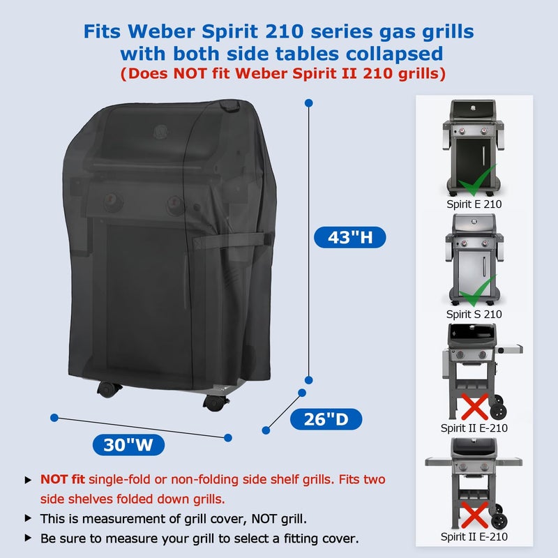 SunPatio 2 Burner Grill Cover 30 Inch, Heavy Duty Waterproof Small BBQ Cover Compatible for Weber Spirit 210 Series, Charbroil, Kenmore Grills, Compared to Weber 7105 (Not Fit for Spirit II E-210) - Image 2